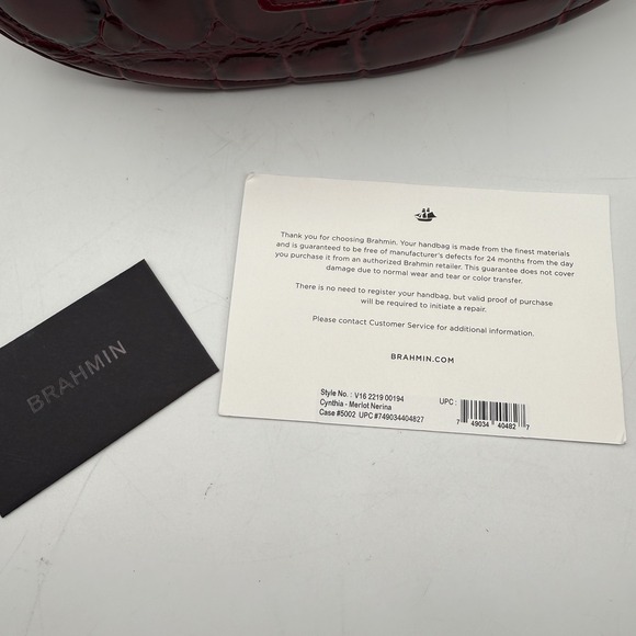 Brahmin Cynthia Merlot Nerina Burgundy Croc Embossed Leather Crossbody Bag - Picture 13 of 14